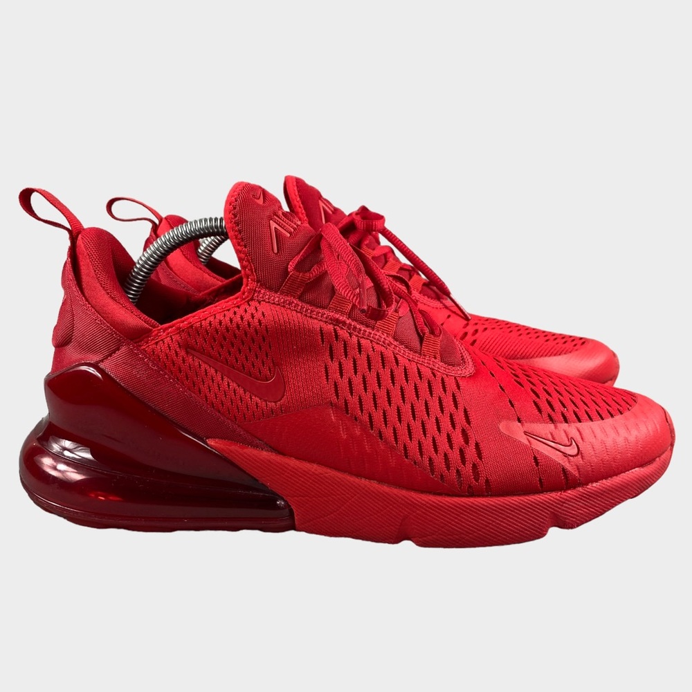 Nike Air Max 270 Mens 12 Shoes Red Running Sneakers Lace Up Pull Up Athletic